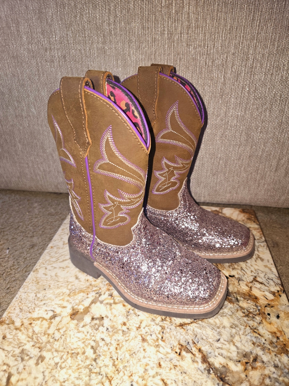 Shyanne Girls' Avery Glitter Western Boots - Broad Square Toe